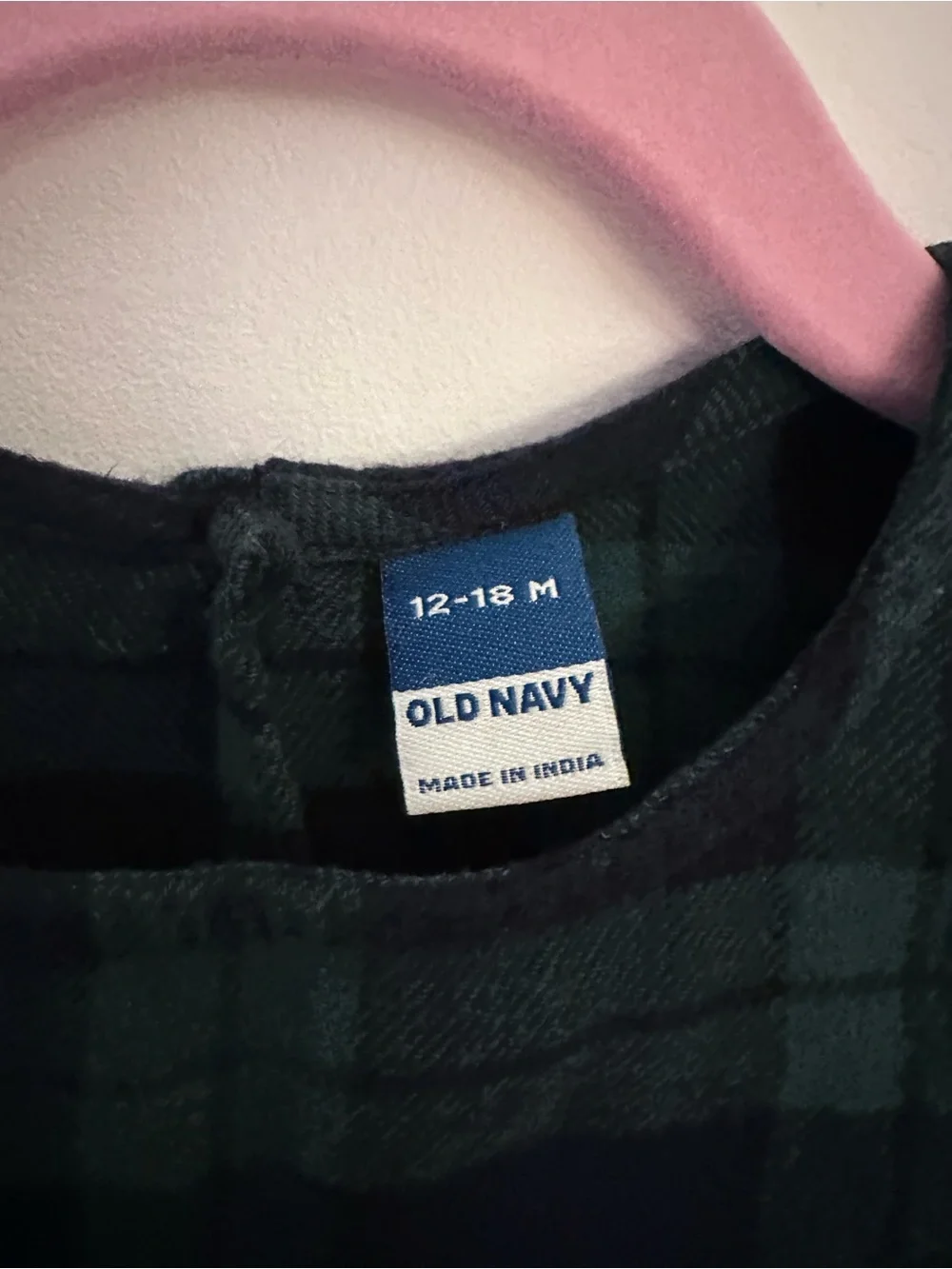 Old Navy Baby Girl Green & Dark Navy Plaid Ruffle-Trim Romper Size 12-18 Months